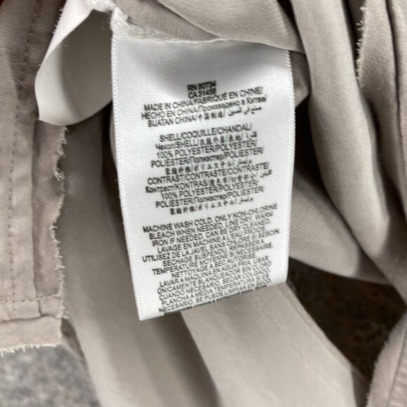 BCBGMAXAZRIA Blouse Women M Medium Gray Striped V-Neck Short Sleeve Casual - Picture 6 of 7